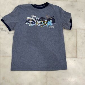 Disney Blue Heather Short Sleeve Tee with Navy Trim